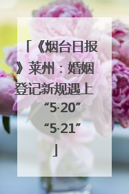 《烟台日报》莱州：婚姻登记新规遇上“5·20”“5·21”