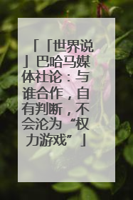 「世界说」巴哈马媒体社论：与谁合作，自有判断，不会沦为“权力游戏”