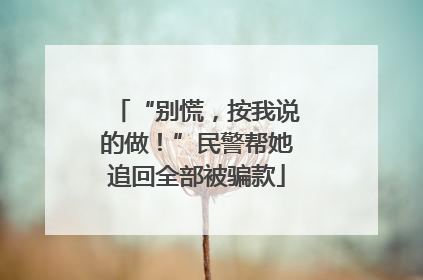 “别慌，按我说的做！”民警帮她追回全部被骗款