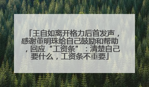 王自如离开格力后首发声，感谢董明珠给自己鼓励和帮助，回应“工资条”：清楚自己要什么，工资条不重要