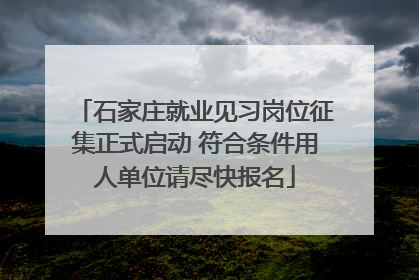 石家庄就业见习岗位征集正式启动 符合条件用人单位请尽快报名