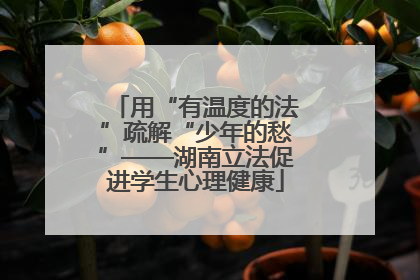 用“有温度的法”疏解“少年的愁”——湖南立法促进学生心理健康
