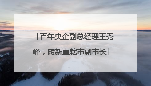 百年央企副总经理王秀峰，履新直辖市副市长
