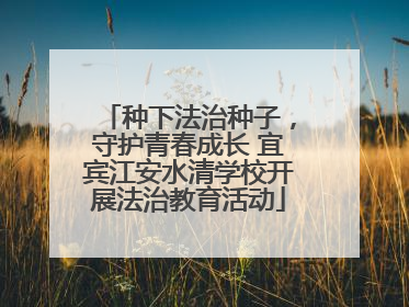 种下法治种子，守护青春成长 宜宾江安水清学校开展法治教育活动