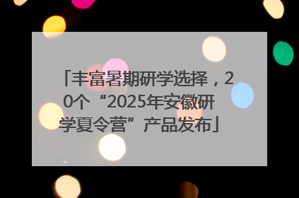 丰富暑期研学选择，20个“2025年安徽研学夏令营”产品发布
