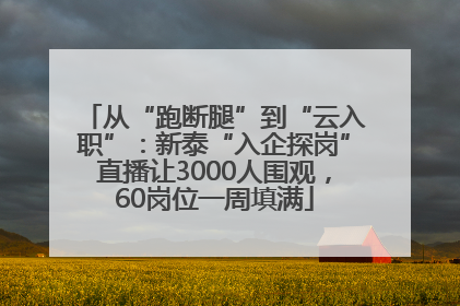 从“跑断腿”到“云入职”：新泰“入企探岗”直播让3000人围观，60岗位一周填满