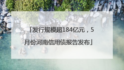 发行规模超184亿元，5月份河南信用债报告发布