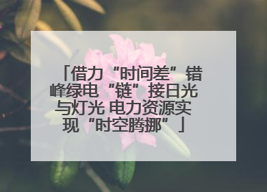 借力“时间差”错峰绿电“链”接日光与灯光 电力资源实现“时空腾挪”