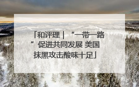 和评理｜“一带一路”促进共同发展 美国抹黑攻击酸味十足
