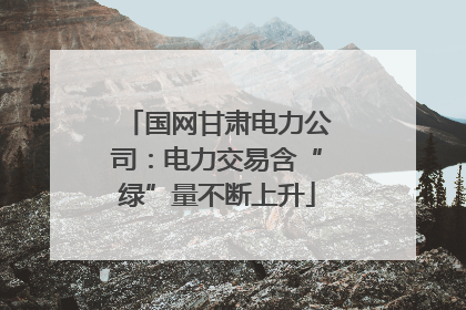 国网甘肃电力公司：电力交易含“绿”量不断上升