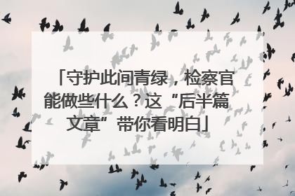 守护此间青绿，检察官能做些什么？这“后半篇文章”带你看明白