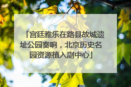 宫廷雅乐在路县故城遗址公园奏响，北京历史名园资源植入副中心