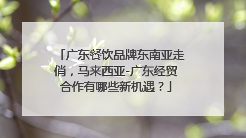 广东餐饮品牌东南亚走俏，马来西亚-广东经贸合作有哪些新机遇？