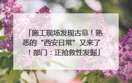 施工现场发现古墓！熟悉的“西安日常”又来了！部门：正抢救性发掘