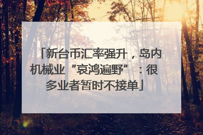 新台币汇率强升，岛内机械业“哀鸿遍野”：很多业者暂时不接单