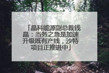 晶科能源副总裁钱晶：当务之急是加速升级既有产线，沙特项目正推进中