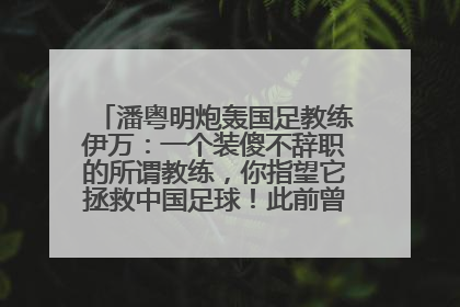 潘粤明炮轰国足教练伊万：一个装傻不辞职的所谓教练，你指望它拯救中国足球！此前曾多次发文评价国足
