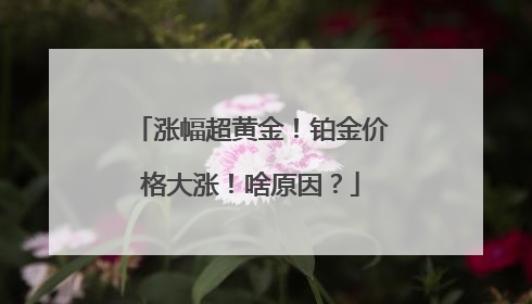 涨幅超黄金！铂金价格大涨！啥原因？