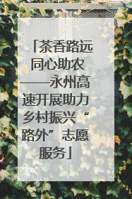 茶香路远 同心助农——永州高速开展助力乡村振兴“路外”志愿服务