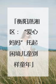 衡阳蒸湘区：“爱心妈妈”托起困境儿童别样童年