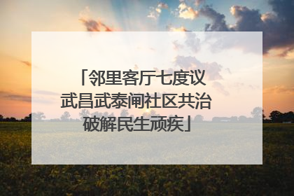 邻里客厅七度议 武昌武泰闸社区共治破解民生顽疾