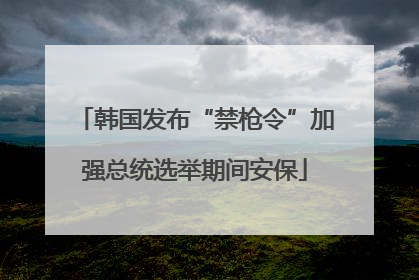 韩国发布“禁枪令”加强总统选举期间安保