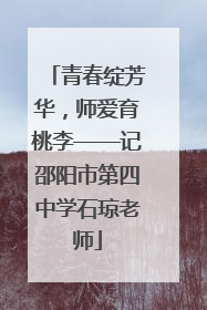 青春绽芳华，师爱育桃李——记邵阳市第四中学石琼老师