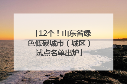 12个！山东省绿色低碳城市（城区）试点名单出炉