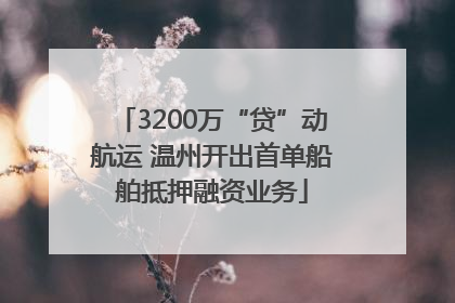 3200万“贷”动航运 温州开出首单船舶抵押融资业务